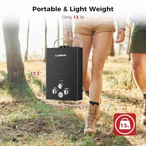 CAMPLUX 2.64 GPM Propane Portable Gas Water Heater, 68,000 BTU, White Y83276