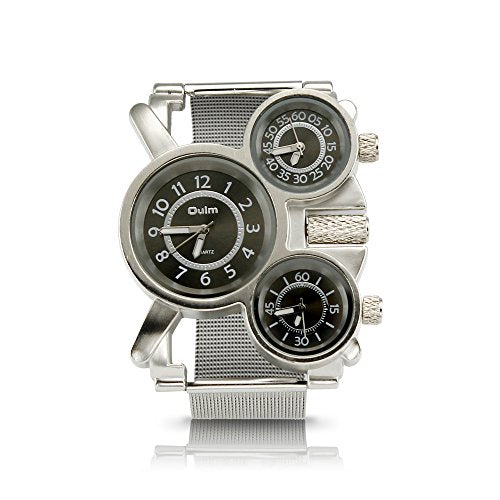 OCT17 Men's Military Quartz Analog Wrist Watch with Stainless-Steel Mesh Strap X67952