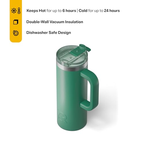 RTIC 20oz Road Trip Travel Mug with Lid and Handle, Insulated Stainless Steel P393441