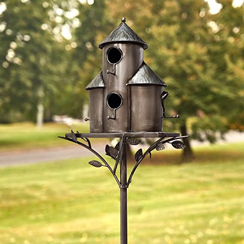 Large Copper Multi-Birdhouse Stakes for 4 Bird Families A740