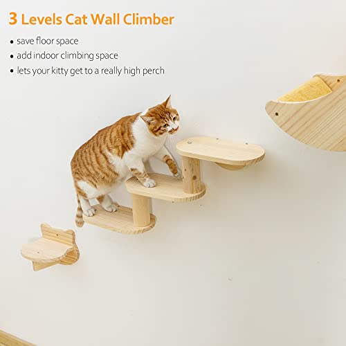 Solid Wood Cat Wall Shelves and Perches for Indoor Cats 3-Piece Set M28209