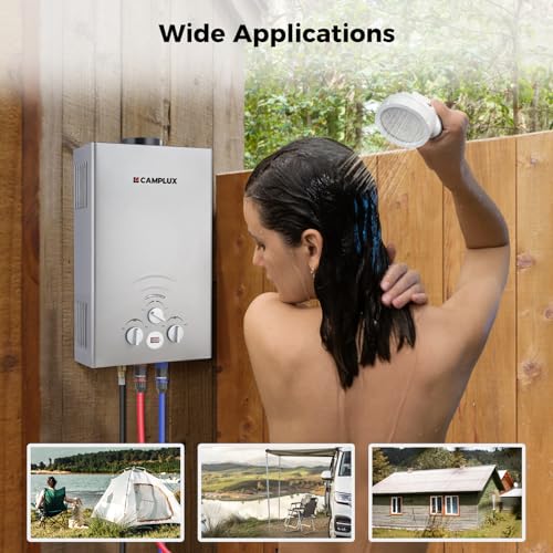 CAMPLUX 2.64 GPM Propane Portable Gas Water Heater, 68,000 BTU, White Y83276
