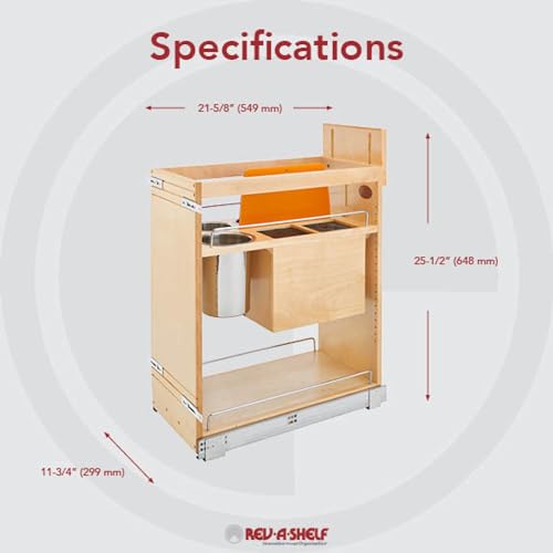 Rev-A-Shelf 448KB-BCSC-11C 11 Inch Base Pullout Cabinet Organizer Q56130