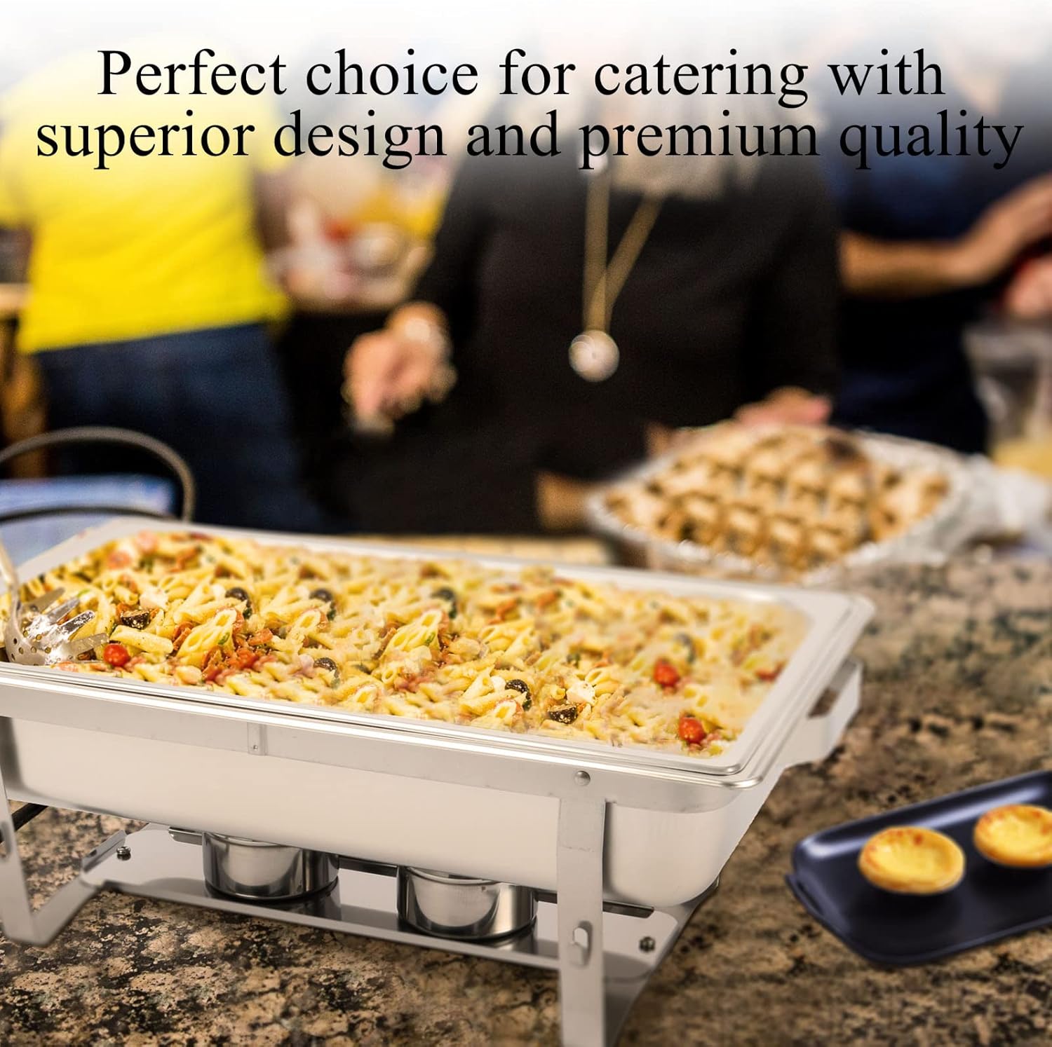 Restlrious Chafing Dish Buffet Set Stainless Steel 5QT Round & 8QT Rectangle Foldable Chafer, 5 Pk P620522