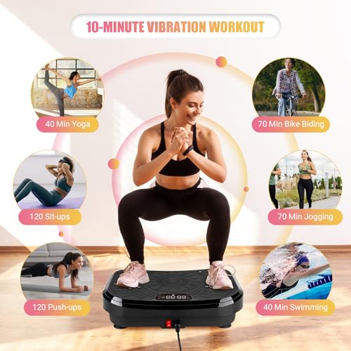 Vibration Plate Exercise Machine with Adjustable Speeds and Resistance Bands R17379