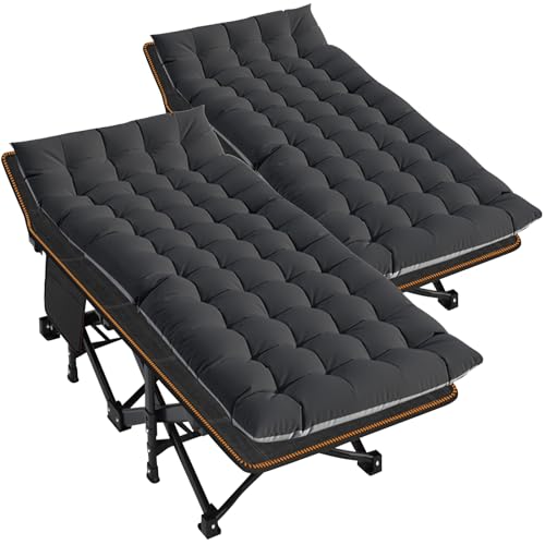 DoCred Folding Camping Cot with Mattress, 2 Pack, Heavy Duty for Adults, Portable with Carry Bag C814529