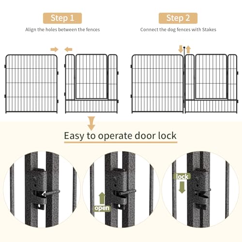 Dog Playpen 32 Inch Heavy Duty Folding Indoor Outdoor Pet Exercise Fence with Door for Large Medium Dogs H857