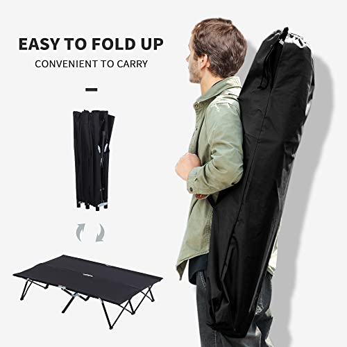 Outsunny 2 Person Folding Camping Cot for Adults, Extra Wide with Carry Bag, Green D594136
