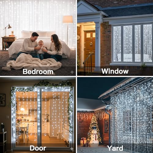 suddus Curtain Lights 300 LED Warm White for Bedroom, Outdoor & Christmas Decor K310