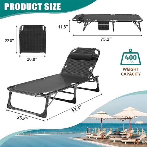 DoCred Folding Camping Cot with Mattress, 2 Pack, Heavy Duty for Adults, Portable with Carry Bag C814529