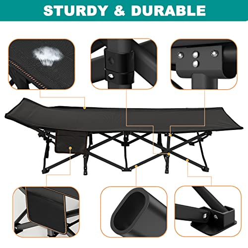 DoCred Folding Camping Cot with Mattress, 2 Pack, Heavy Duty for Adults, Portable with Carry Bag C814529