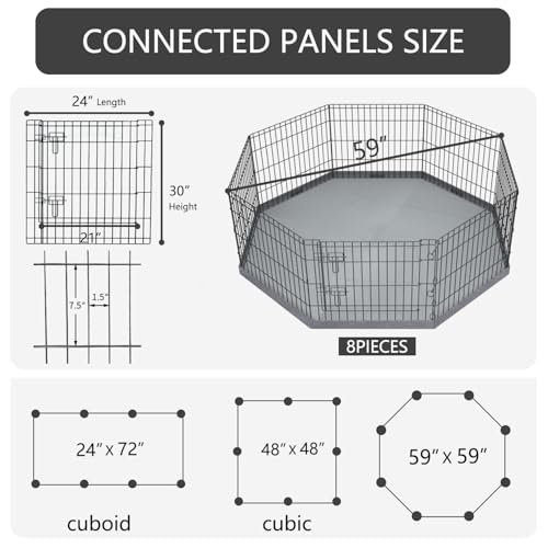 PETIME Foldable Metal Dog Exercise Pen 8 Panel with Bottom Pad C444