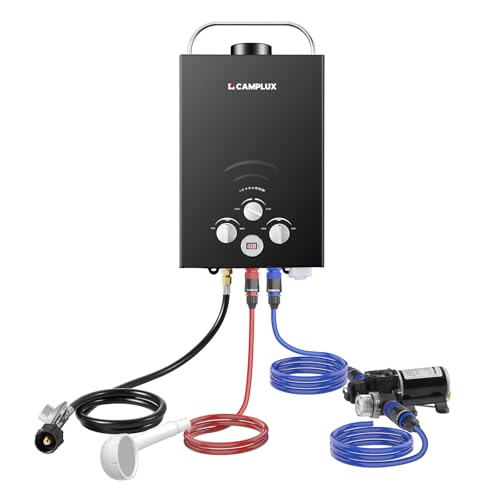 CAMPLUX 2.64 GPM Propane Portable Gas Water Heater, 68,000 BTU, White Y83276
