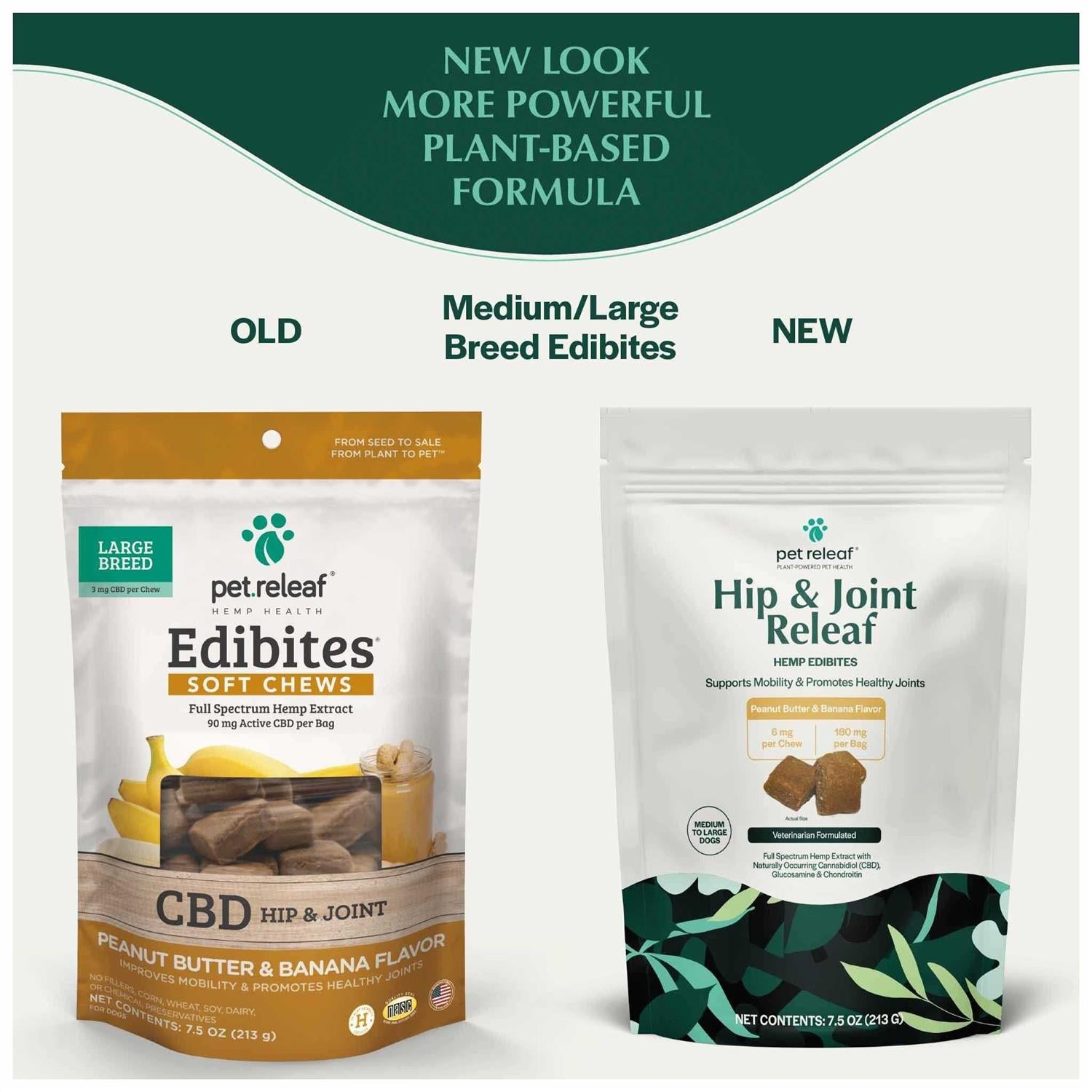 Pet Releaf Hip & Joint Releaf Edibites Peanut Butter & Banana for Medium to Large Dogs S530797