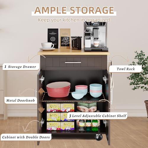 Shintenchi Kitchen Island Cart with Storage on Wheels, White V99091