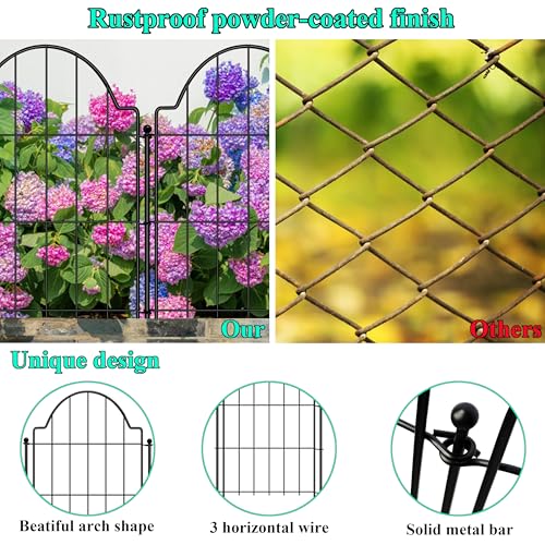 Animal Barrier Fence 17in x 10.6ft, No Dig Rustproof Metal Garden Border, 10 Pack Q1374