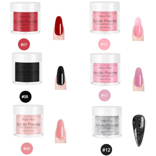 Acrylic Nail Kit with Liquid Monomer, 6 Colors Powder & UV Lamp (Pink) A178217