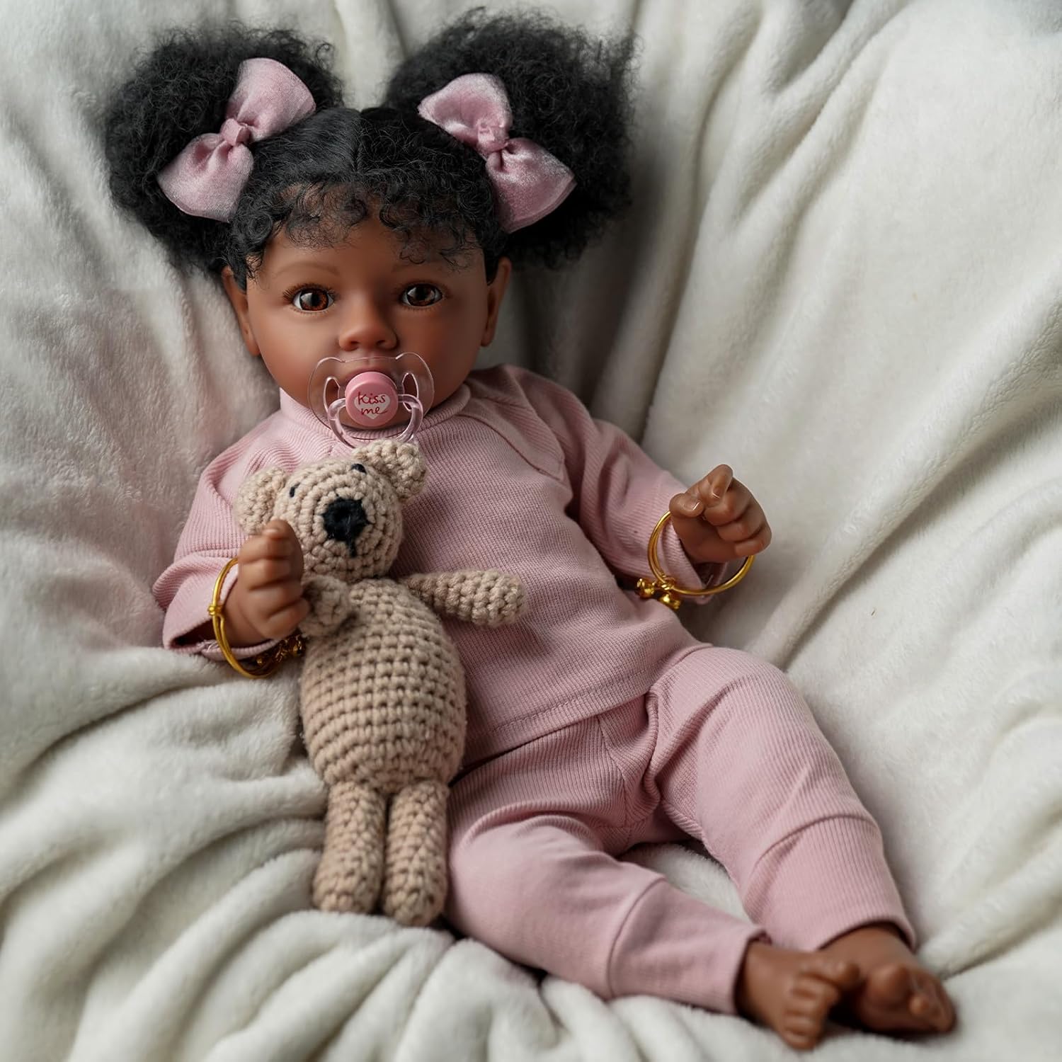 BABESIDE Lifelike Reborn Baby Doll Daisy Black Girl 20 Inch Soft Body with Clothes W621