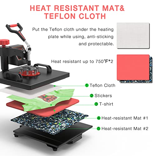 Heat Press Machine 5 in 1 Combo 12 x 15 Inch 360-Degree Swing Away Digital X56293