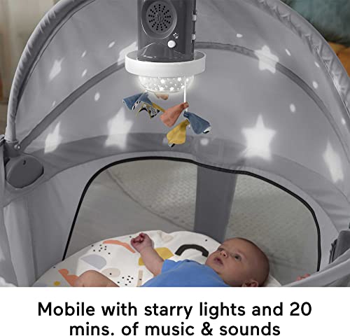 Fisher-Price Portable Baby Bassinet Deluxe On-The-Go Projection Dome with Lights Music & Canopy U962230