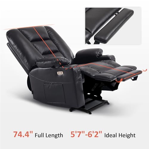 MCombo Small Power Lift Recliner Chair with Massage and Heat, Faux Leather, Dark Brown E441
