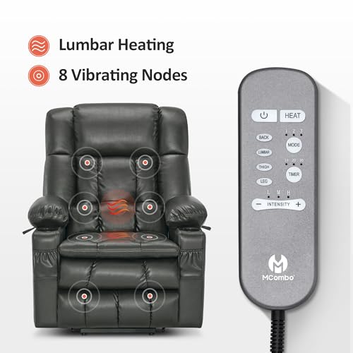 MCombo Dual Motor Power Lift Recliner Chair for Elderly with Heat and Massage, Black E570141