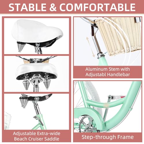 Adult Tricycle 7 Speed 20/24/26 Inch 3 Wheel Bike with Basket for Seniors G7845