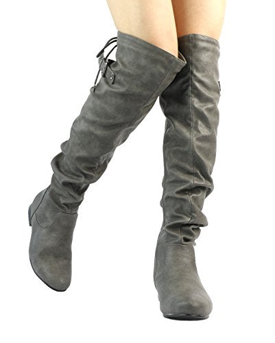 DREAM PAIRS Women's Suede Over The Knee Winter Boots Q729