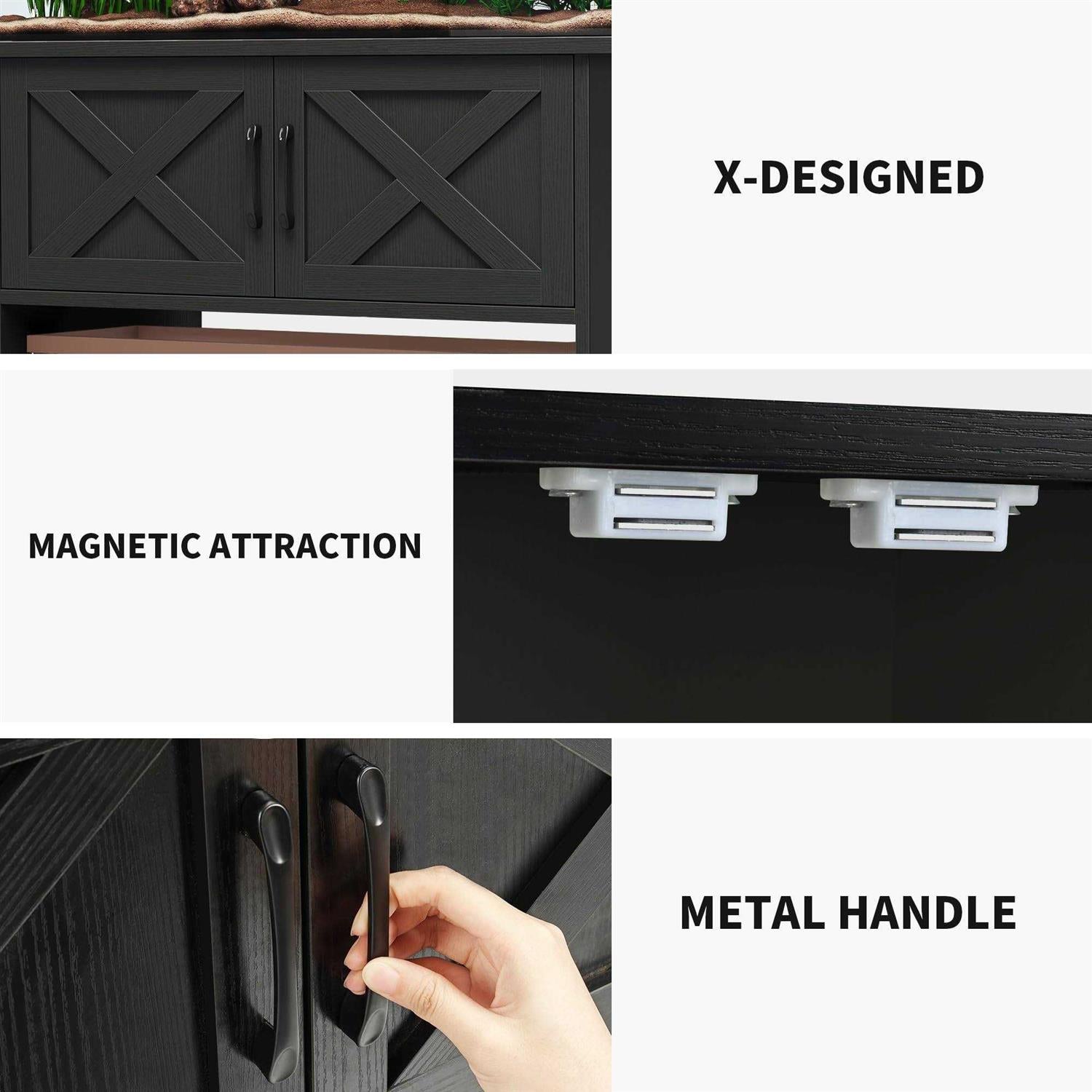 DWVO Heavy Duty Metal Aquarium Stand with Power Outlets Cabinet G19411