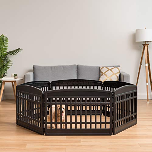 IRIS USA 34" 8-Panel Dog Playpen with Door, Black N326
