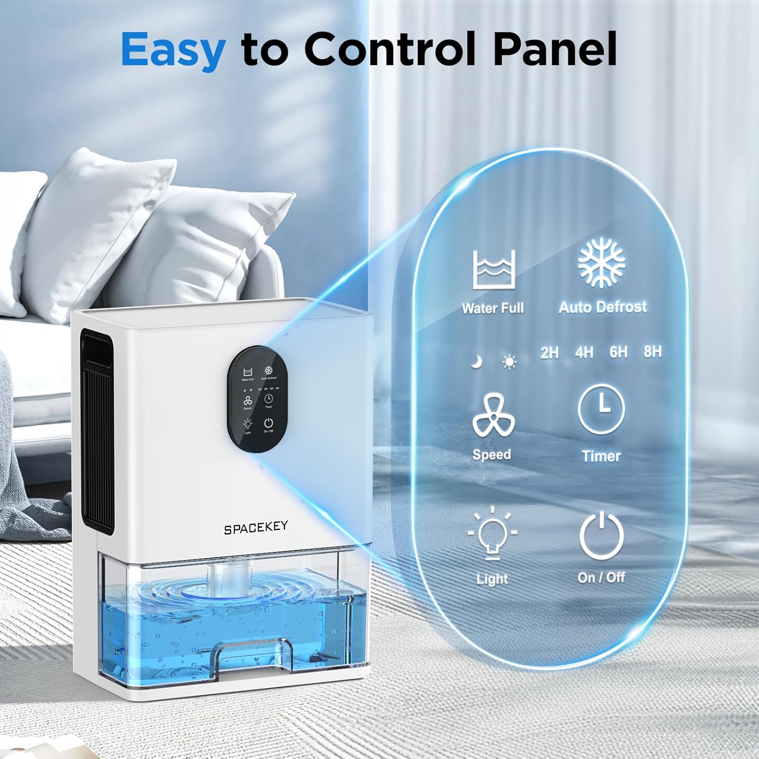 Dehumidifier for Home, 106 OZ, 850 Sq.ft, Quiet with LED Light M247411
