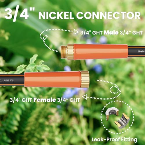 Giraffe Tools Garden Hose 100ft x 5/8", Heavy Duty Flexible Hybrid Hose Q38065