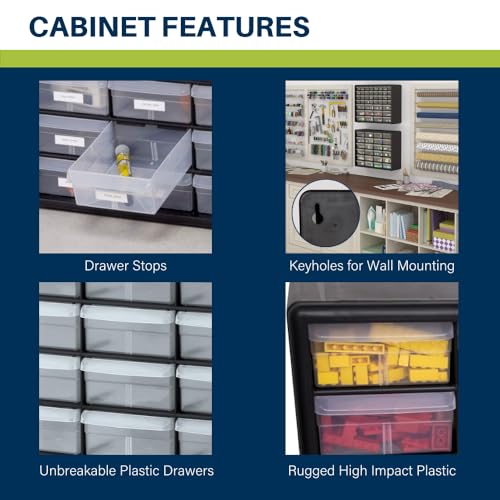 Akro-Mils 24-Drawer Plastic Storage Cabinet, Black I624065
