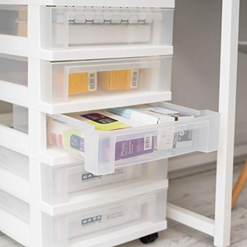 IRIS USA Plastic 10-Drawer Rolling Storage Cart with Wheels, White/Clear Y592371