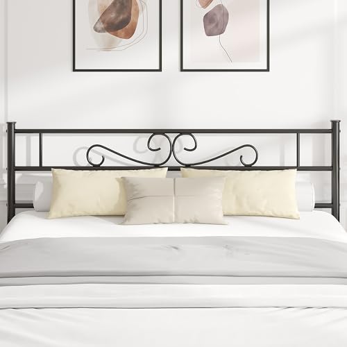 VECELO Full Size Bed Frame with Headboard, Heavy-Duty Metal Slats, No Box Spring Needed G7819