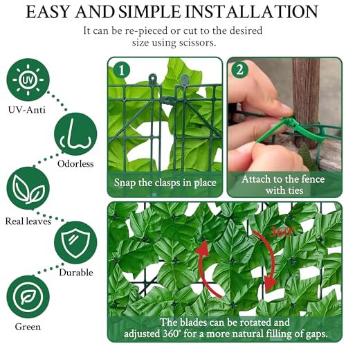 Artificial Ivy Privacy Fence Wall Screen 40x120 in UV-Anti Faux Greenery Backdrop U1001