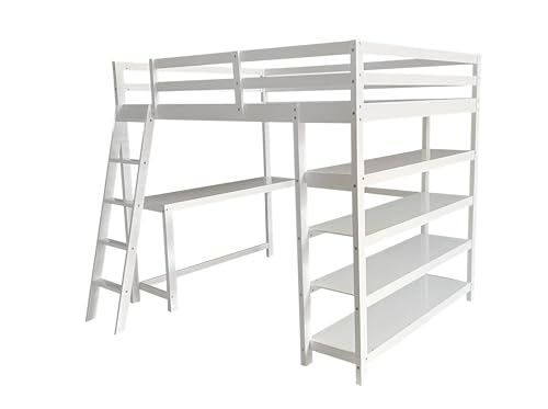 Queen Size Murphy Bed with Desk & Charging Station, White K505073