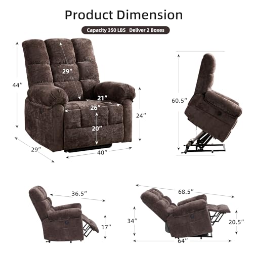 Oversized Power Lift Recliner Chair with Massage and Heat for Elderly, Beige R7985