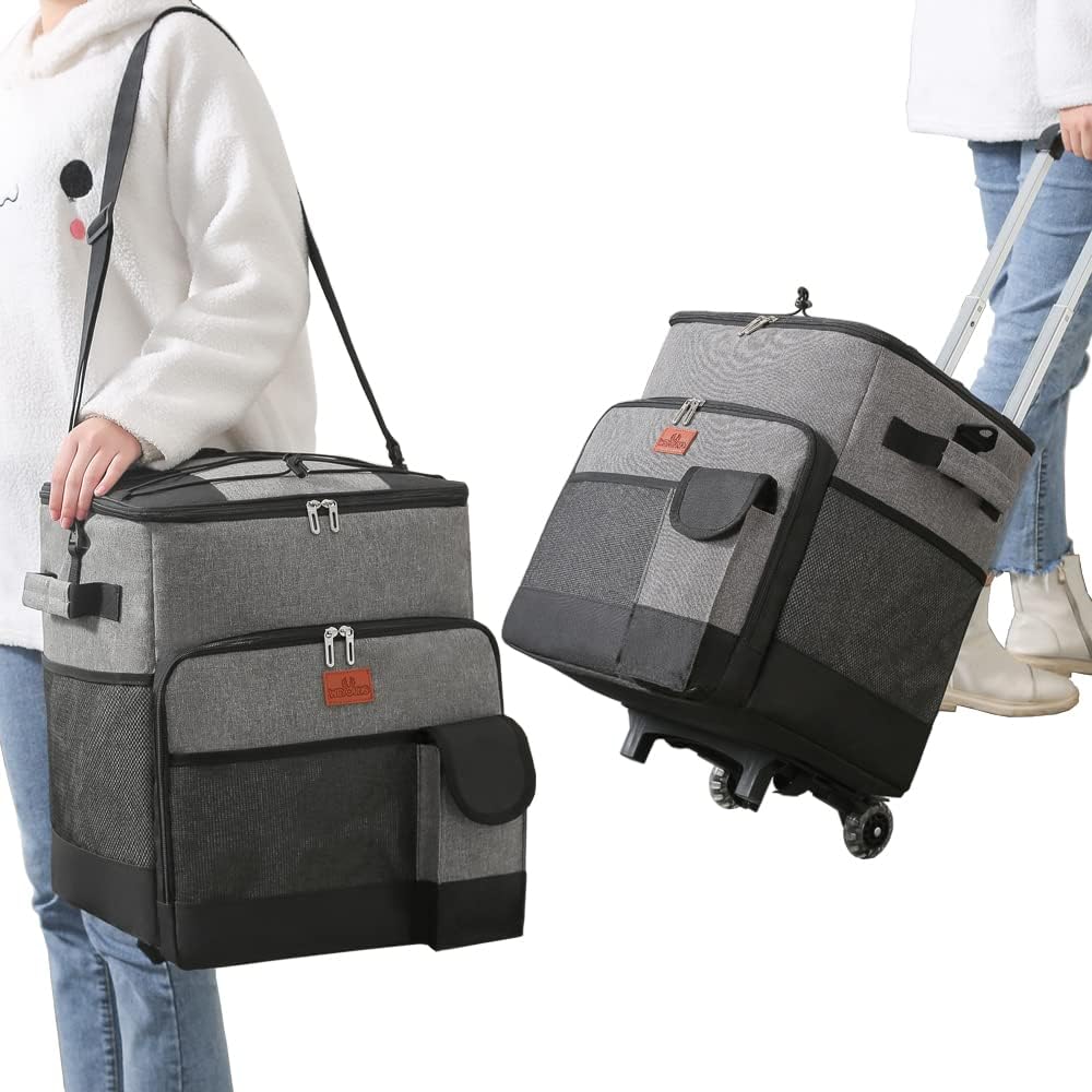 Soft Cooler with Wheels - Insulated Rolling Cooler for Picnic Beach X832304