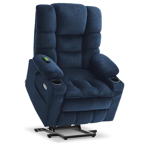 MCombo Large Triple Motor Power Lift Recliner Chair with Massage and Dual Heating, Grey D316