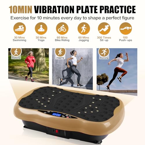 Vibration Plate Exercise Machine for Full Body Fitness with Resistance Bands and Remote F93086