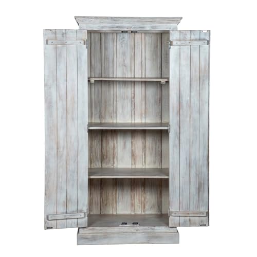 Shabby Chic White Carved Wardrobe Solid Wood U735415
