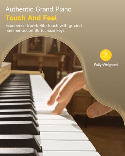 Donner OURA R300 88 Key Weighted Digital Piano, Bluetooth, Walnut Wood Color Q23942