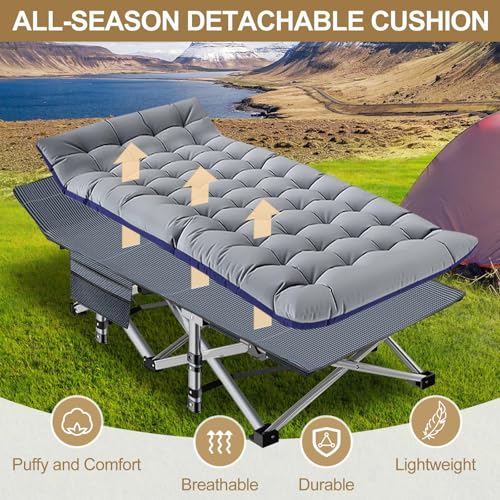 DoCred Folding Camping Cot with Mattress, 2 Pack, Heavy Duty for Adults, Portable with Carry Bag C814529