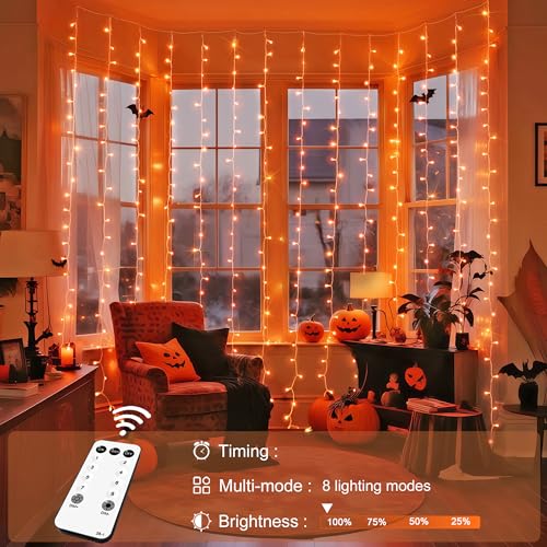 JMEXSUSS 300 LED Remote Control Christmas Curtain Lights, Warm White V64841
