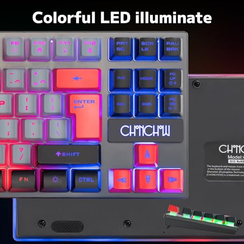 Wireless TKL Keyboard Mouse Combo Rechargeable LED Backlit for PC Laptop PS4 PS5 Switch N584