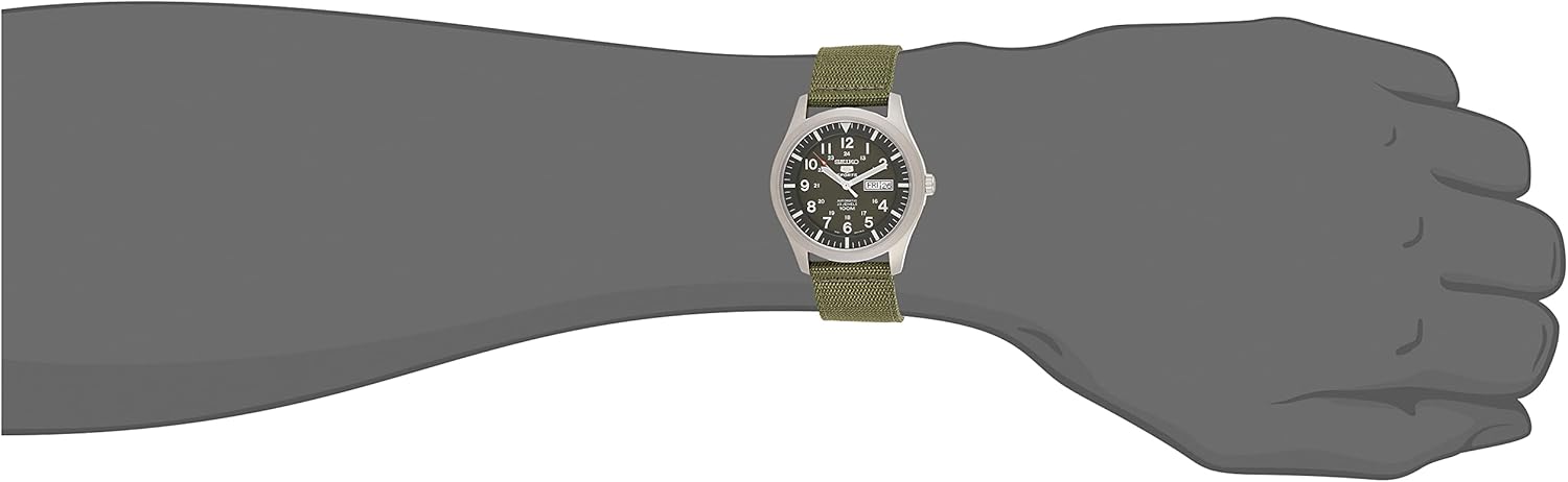 Seiko SNZG09K1 Men's Automatic Watch with Green Fabric Strap, 42mm X1808