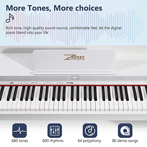 ZHRUNS Digital Piano 88 Key Weighted Keyboard with Sustain Pedal, White M963453