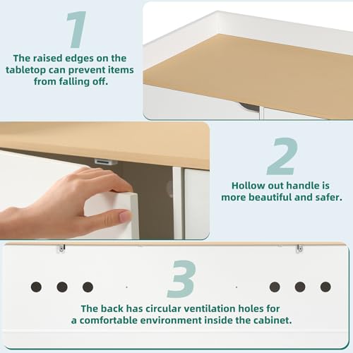 YITAHOME Cat Litter Box Enclosure Double Room with Storage Cabinet, White S11591