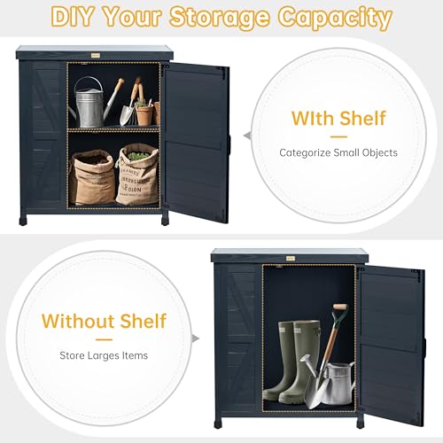Outdoor Storage Cabinet with Metal Tabletop and 3 Adjustable Shelves A333